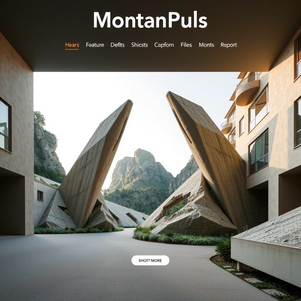 Abstrakte Bergformationen in Dunkelgrün und Anthrazit